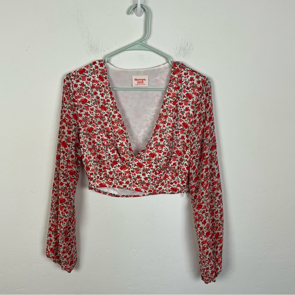 Showpo Rose Floral Long Sleeve Crop Top